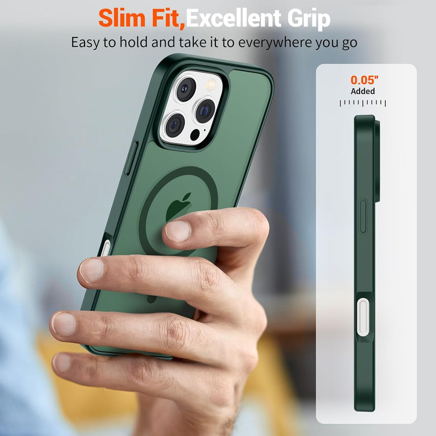 SUPFINE Magnetic for iPhone 16 Pro Max Case (Compatible with MagSafe) (Military Grade Drop Protection) Slim Translucent Matte Shockproof with Anti - Fingerprint Phone Case,Forest Green - 7DAY'S