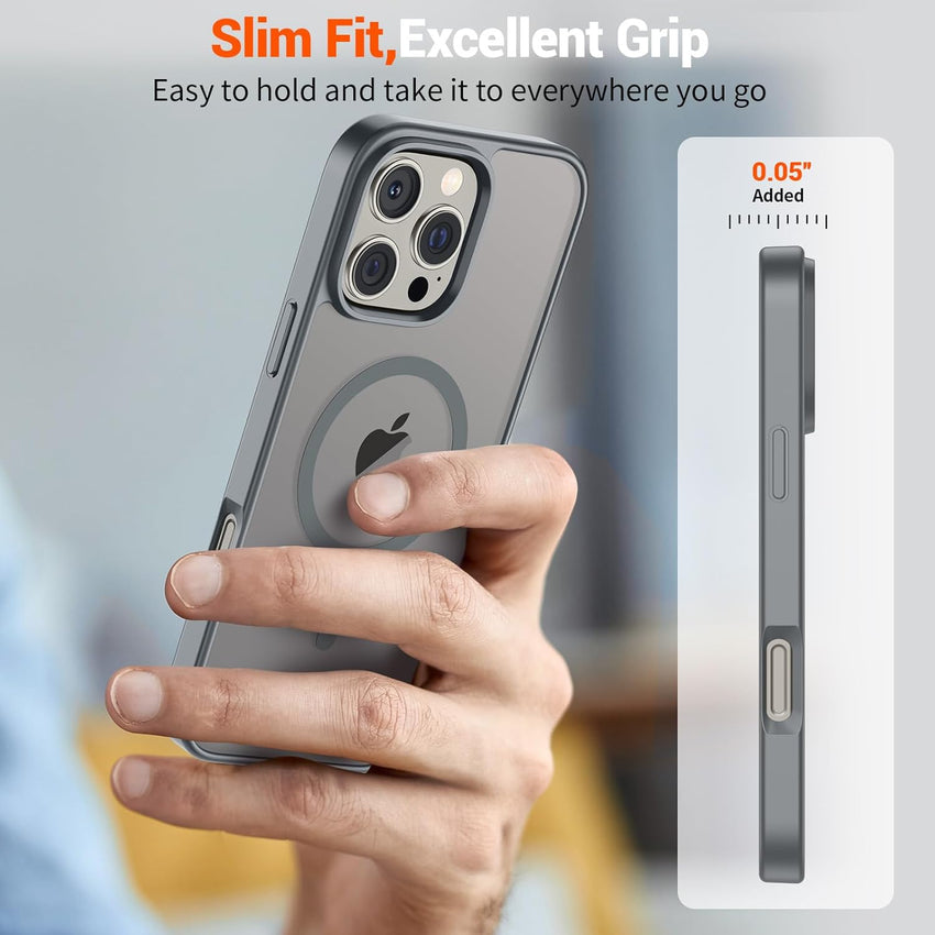 SUPFINE Magnetic for iPhone 16 Pro Max Case (Compatible with MagSafe) (Military Grade Drop Protection) Slim Translucent Matte Shockproof with Anti - Fingerprint Phone Case,Gray - 7DAY'S