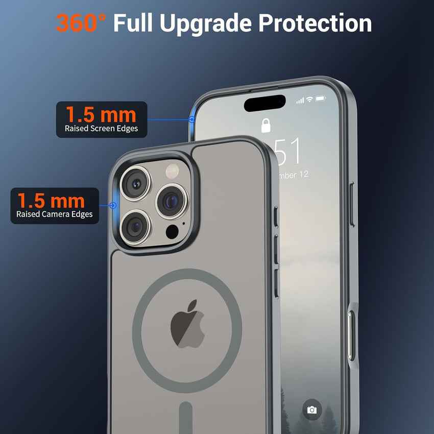 SUPFINE Magnetic for iPhone 16 Pro Max Case (Compatible with MagSafe) (Military Grade Drop Protection) Slim Translucent Matte Shockproof with Anti - Fingerprint Phone Case,Gray - 7DAY'S