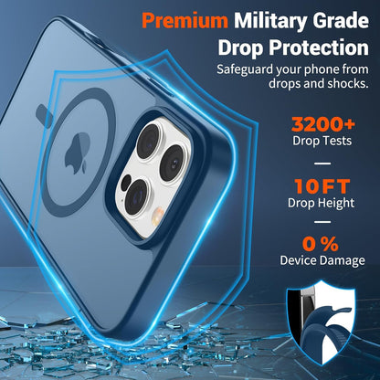 SUPFINE Magnetic for iPhone 16 Pro Max Case (Compatible with MagSafe) (Military Grade Drop Protection) Slim Translucent Matte Shockproof with Anti - Fingerprint Phone Case, Deep Blue - 7DAY'S