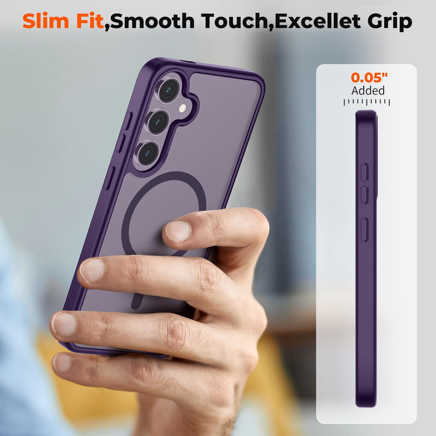 SUPFINE Magnetic for Samsung Galaxy S24 Plus Case / S25 Plus Case(Compatible with MagSafe) (Military Grade Drop Protection) Slim Translucent Shockproof Phone Case,Black - 7DAY'S