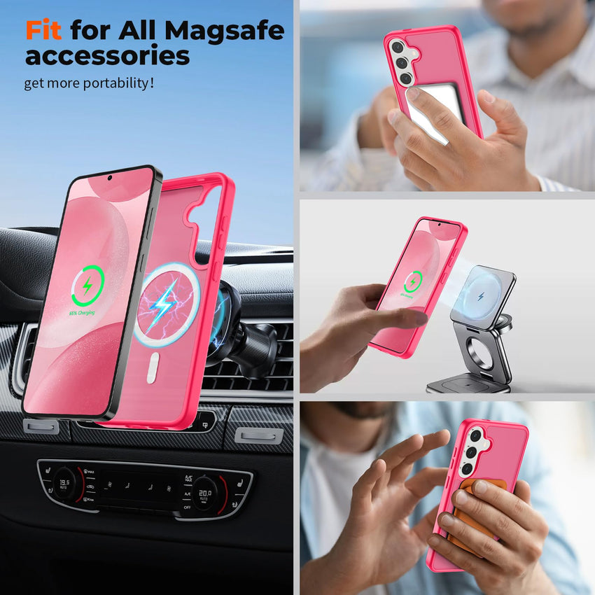 SUPFINE Magnetic for Samsung Galaxy S24 Plus Case / S25 Plus Case(Compatible with MagSafe) (Military Grade Drop Protection) Slim Translucent Shockproof Phone Case,Black - 7DAY'S