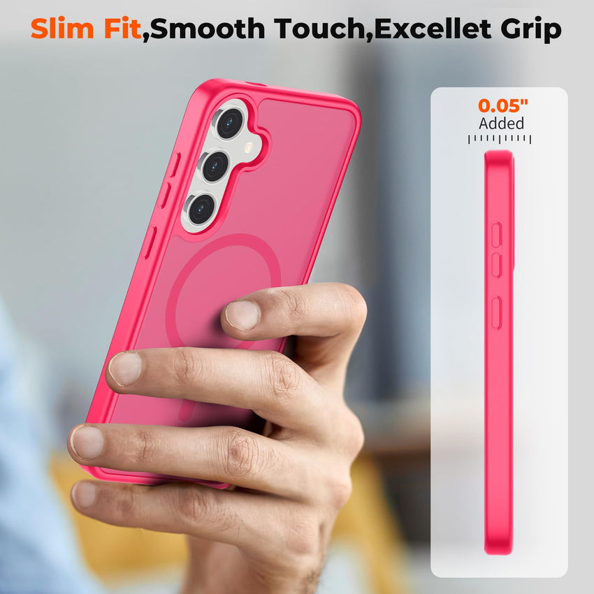 SUPFINE Magnetic for Samsung Galaxy S24 Plus Case / S25 Plus Case(Compatible with MagSafe) (Military Grade Drop Protection) Slim Translucent Shockproof Phone Case,Black - 7DAY'S