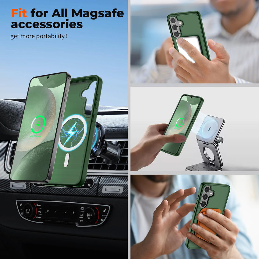 SUPFINE Magnetic for Samsung Galaxy S24 Plus Case / S25 Plus Case(Compatible with MagSafe) (Military Grade Drop Protection) Slim Translucent Shockproof Phone Case,Black - 7DAY'S