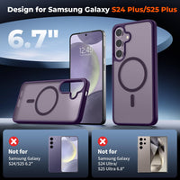SUPFINE Magnetic for Samsung Galaxy S24 Plus Case / S25 Plus Case(Compatible with MagSafe) (Military Grade Drop Protection) Slim Translucent Shockproof Phone Case,Black - 7DAY'S