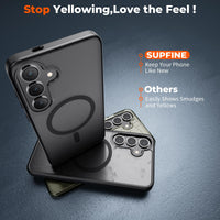 SUPFINE Magnetic for Samsung Galaxy S24 Plus Case / S25 Plus Case(Compatible with MagSafe) (Military Grade Drop Protection) Slim Translucent Shockproof Phone Case,Black - 7DAY'S