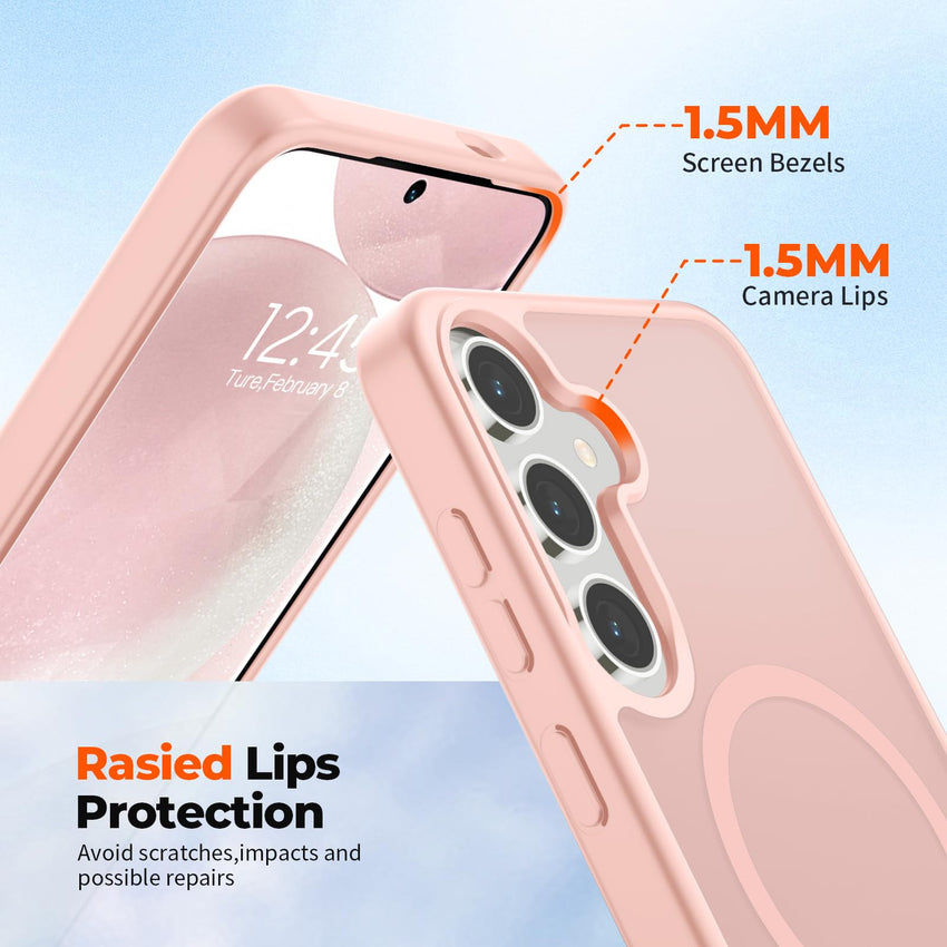 SUPFINE Magnetic for Samsung Galaxy S24 Plus Case / S25 Plus Case(Compatible with MagSafe) (Military Grade Drop Protection) Slim Translucent Shockproof Phone Case,Black - 7DAY'S