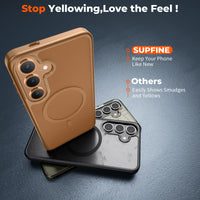 SUPFINE Magnetic for Samsung Galaxy S24 Plus Case / S25 Plus Case(Compatible with MagSafe) (Military Grade Drop Protection) Slim Translucent Shockproof Phone Case,Black - 7DAY'S