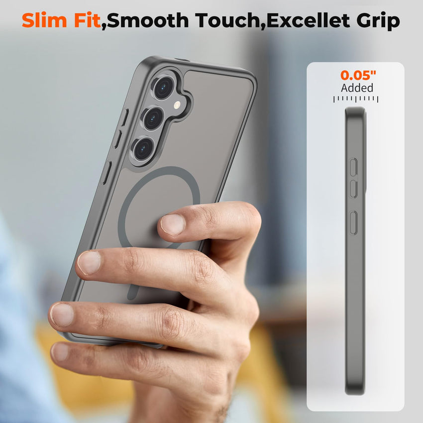 SUPFINE Magnetic for Samsung Galaxy S24 Plus Case / S25 Plus Case(Compatible with MagSafe) (Military Grade Drop Protection) Slim Translucent Shockproof Phone Case,Black - 7DAY'S