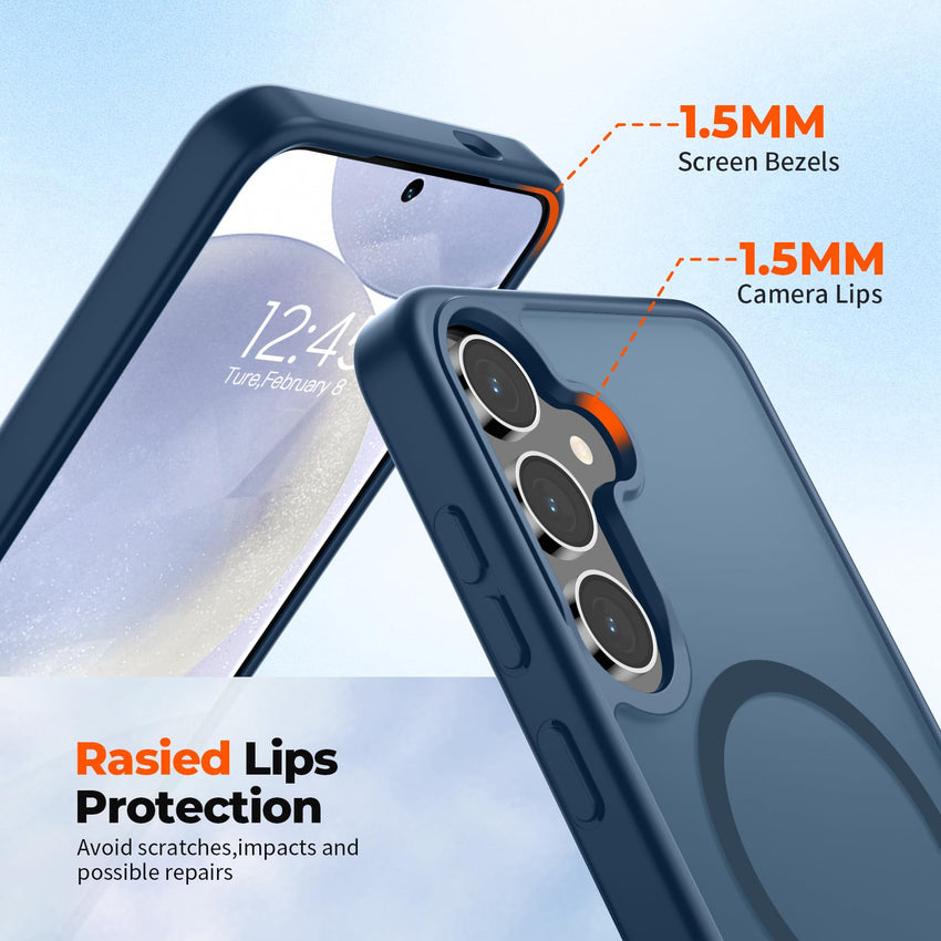SUPFINE Magnetic for Samsung Galaxy S24 Plus Case / S25 Plus Case(Compatible with MagSafe) (Military Grade Drop Protection) Slim Translucent Shockproof Phone Case,Black - 7DAY'S