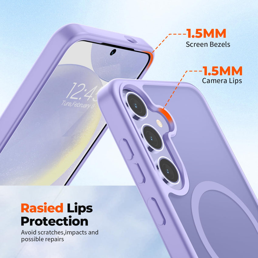 SUPFINE Magnetic for Samsung Galaxy S24 Plus Case / S25 Plus Case(Compatible with MagSafe) (Military Grade Drop Protection) Slim Translucent Shockproof Phone Case,Black - 7DAY'S