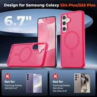 SUPFINE Magnetic for Samsung Galaxy S24 Plus Case / S25 Plus Case(Compatible with MagSafe) (Military Grade Drop Protection) Slim Translucent Shockproof Phone Case,Black - 7DAY'S