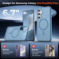 SUPFINE Magnetic for Samsung Galaxy S24 Plus Case / S25 Plus Case(Compatible with MagSafe) (Military Grade Drop Protection) Slim Translucent Shockproof Phone Case,Black - 7DAY'S