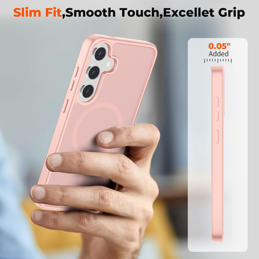 SUPFINE Magnetic for Samsung Galaxy S24 Plus Case / S25 Plus Case(Compatible with MagSafe) (Military Grade Drop Protection) Slim Translucent Shockproof Phone Case,Black - 7DAY'S
