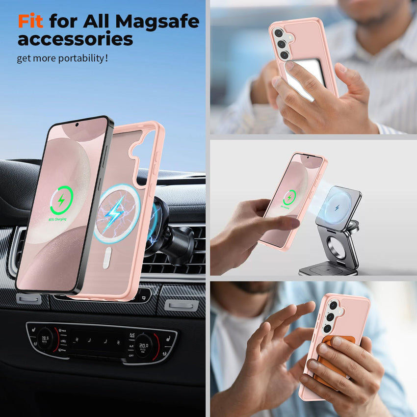 SUPFINE Magnetic for Samsung Galaxy S24 Plus Case / S25 Plus Case(Compatible with MagSafe) (Military Grade Drop Protection) Slim Translucent Shockproof Phone Case,Black - 7DAY'S
