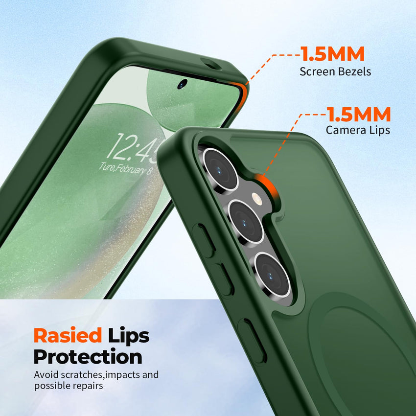 SUPFINE Magnetic for Samsung Galaxy S24 Plus Case / S25 Plus Case(Compatible with MagSafe) (Military Grade Drop Protection) Slim Translucent Shockproof Phone Case,Black - 7DAY'S