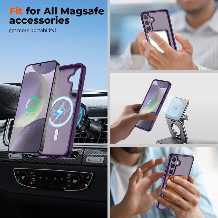 SUPFINE Magnetic for Samsung Galaxy S24 Plus Case / S25 Plus Case(Compatible with MagSafe) (Military Grade Drop Protection) Slim Translucent Shockproof Phone Case,Black - 7DAY'S