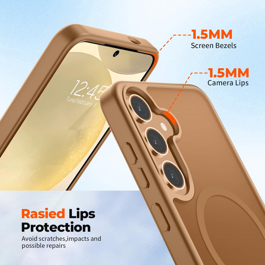 SUPFINE Magnetic for Samsung Galaxy S24 Plus Case / S25 Plus Case(Compatible with MagSafe) (Military Grade Drop Protection) Slim Translucent Shockproof Phone Case,Black - 7DAY'S