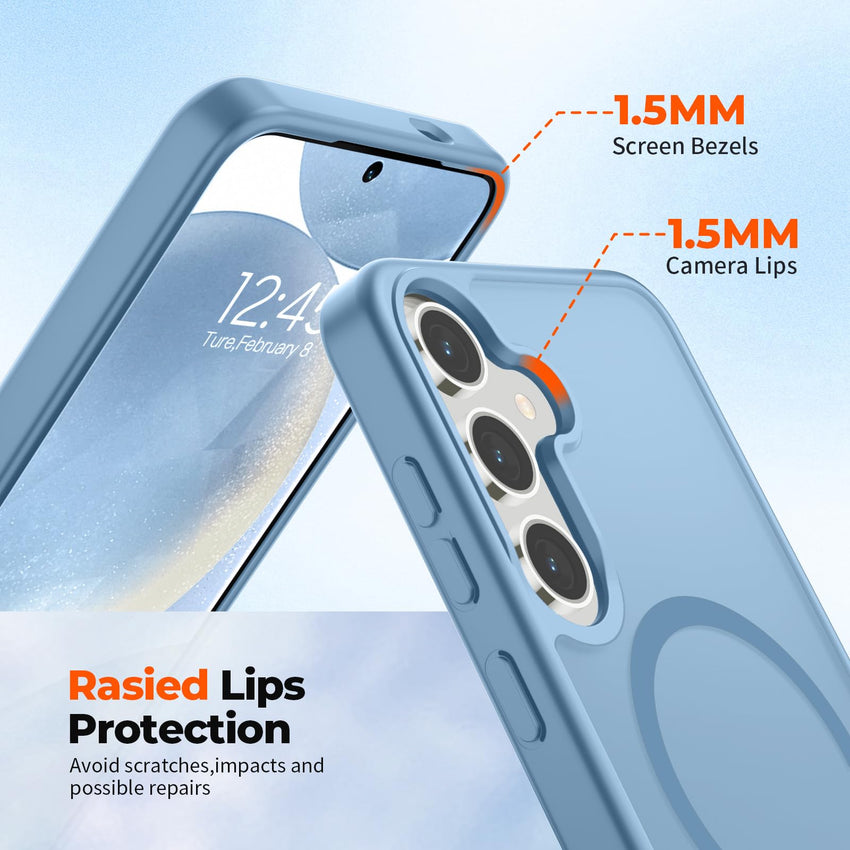 SUPFINE Magnetic for Samsung Galaxy S24 Plus Case / S25 Plus Case(Compatible with MagSafe) (Military Grade Drop Protection) Slim Translucent Shockproof Phone Case,Black - 7DAY'S