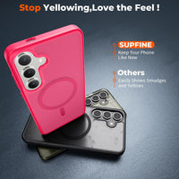 SUPFINE Magnetic for Samsung Galaxy S24 Plus Case / S25 Plus Case(Compatible with MagSafe) (Military Grade Drop Protection) Slim Translucent Shockproof Phone Case,Black - 7DAY'S
