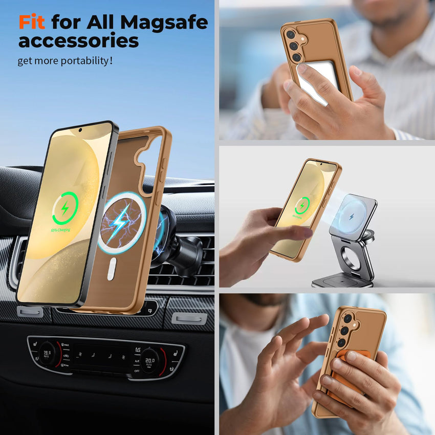 SUPFINE Magnetic for Samsung Galaxy S24 Plus Case / S25 Plus Case(Compatible with MagSafe) (Military Grade Drop Protection) Slim Translucent Shockproof Phone Case,Black - 7DAY'S