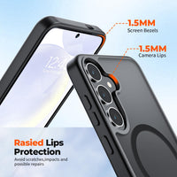 SUPFINE Magnetic for Samsung Galaxy S24 Plus Case / S25 Plus Case(Compatible with MagSafe) (Military Grade Drop Protection) Slim Translucent Shockproof Phone Case,Black - 7DAY'S
