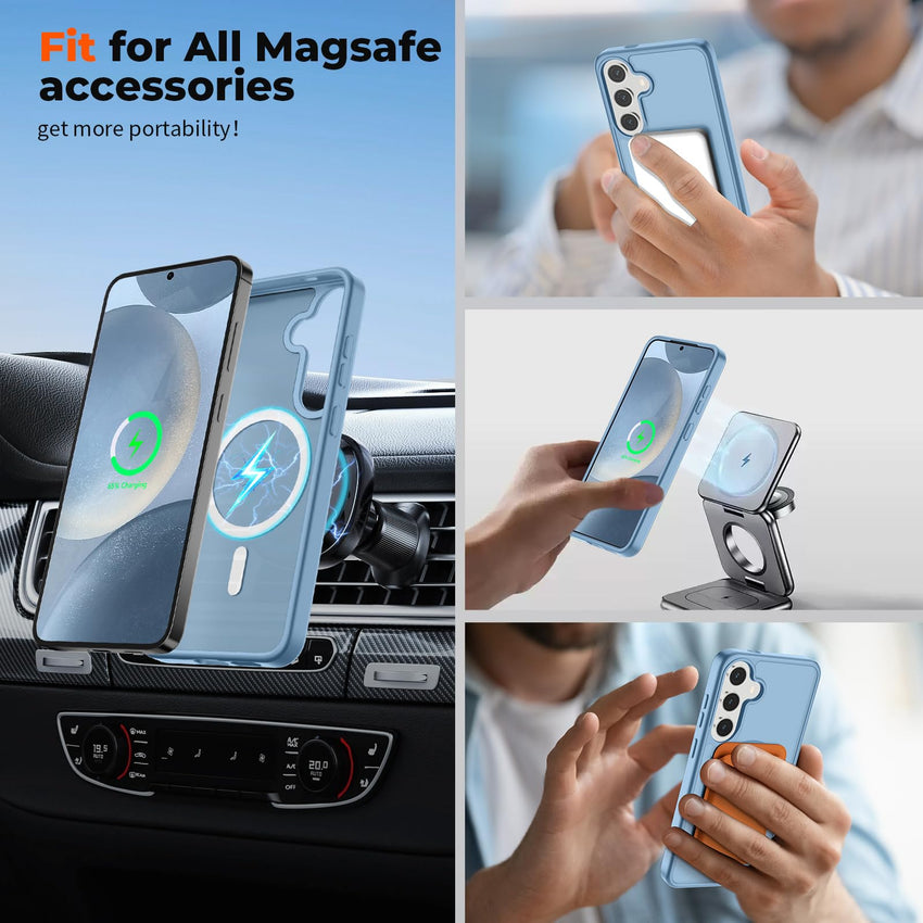 SUPFINE Magnetic for Samsung Galaxy S24 Plus Case / S25 Plus Case(Compatible with MagSafe) (Military Grade Drop Protection) Slim Translucent Shockproof Phone Case,Black - 7DAY'S