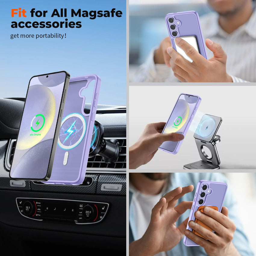 SUPFINE Magnetic for Samsung Galaxy S24 Plus Case / S25 Plus Case(Compatible with MagSafe) (Military Grade Drop Protection) Slim Translucent Shockproof Phone Case,Black - 7DAY'S
