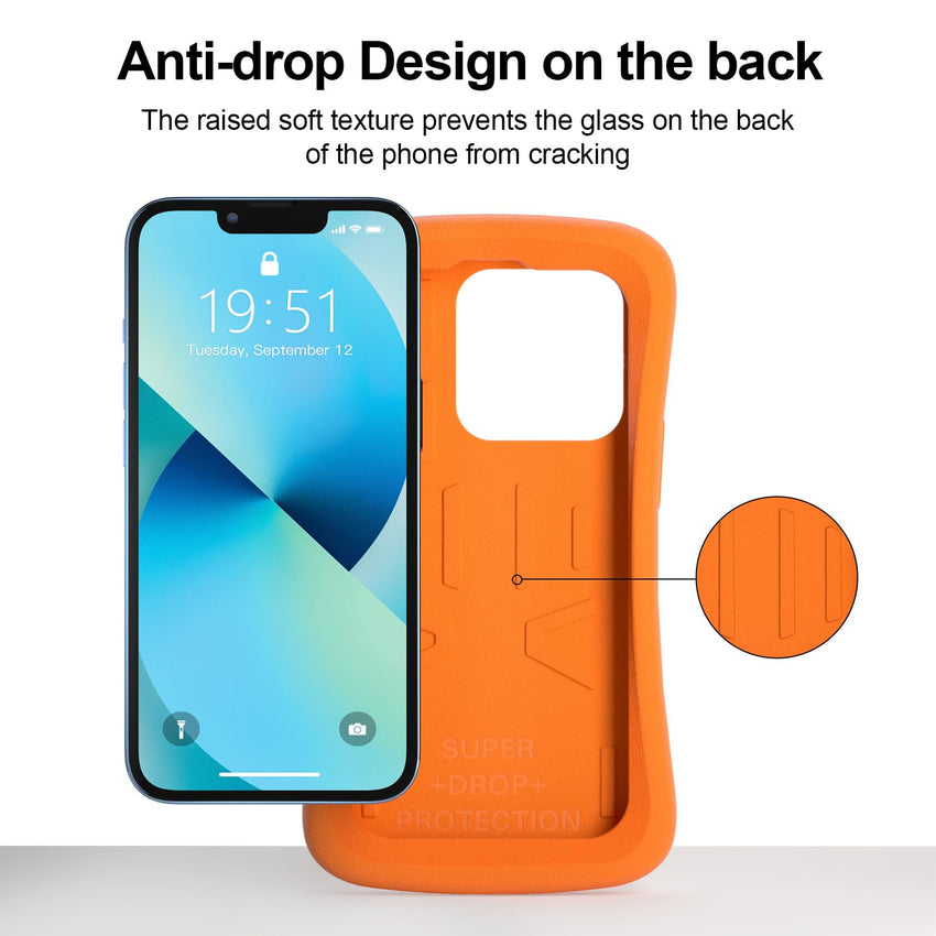 SUPFINE Shockproof Phone Case for iPhone 15/15 Pro/14/14 Pro/13/13 Pro/12/12 Pro, [EVA Foam Material][10 FT Military Grade Drop Protection] Non - Slip Drop - Proof Protective Cover - 6.1 inch Orange - 7DAY'S
