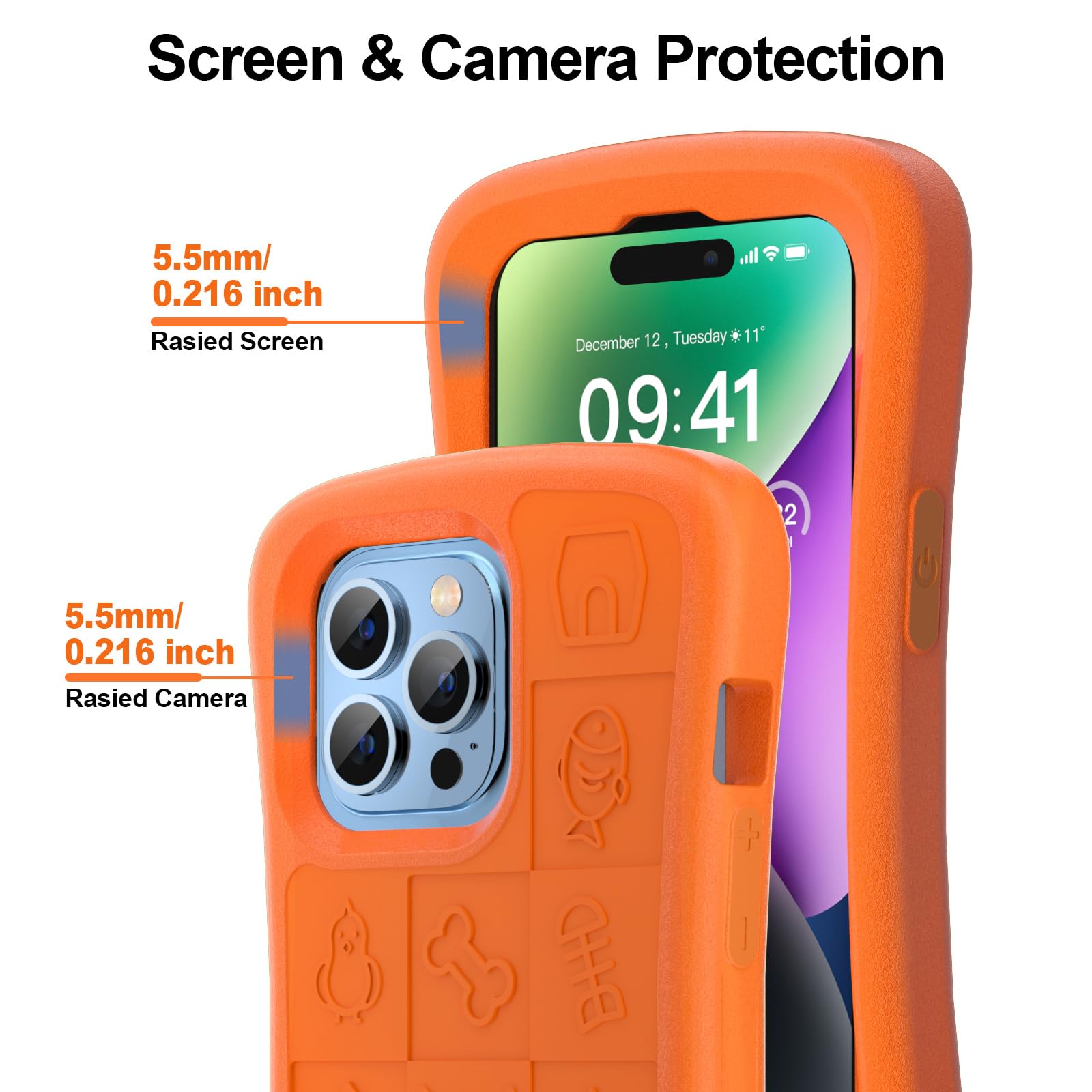 SUPFINE Shockproof Phone Case for iPhone 15/15 Pro/14/14 Pro/13/13 Pro/12/12 Pro, [EVA Foam Material][10 FT Military Grade Drop Protection] Non - Slip Drop - Proof Protective Cover - 6.1 inch Orange - 7DAY'S