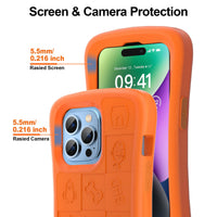 SUPFINE Shockproof Phone Case for iPhone 15/15 Pro/14/14 Pro/13/13 Pro/12/12 Pro, [EVA Foam Material][10 FT Military Grade Drop Protection] Non - Slip Drop - Proof Protective Cover - 6.1 inch Orange - 7DAY'S