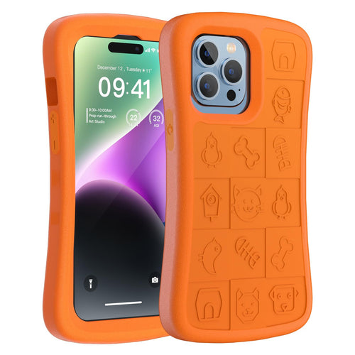 SUPFINE Shockproof Phone Case for iPhone 15/15 Pro/14/14 Pro/13/13 Pro/12/12 Pro, [EVA Foam Material][10 FT Military Grade Drop Protection] Non - Slip Drop - Proof Protective Cover - 6.1 inch Orange - 7DAY'S