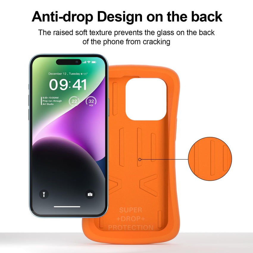 SUPFINE Shockproof Phone Case for iPhone 15/15 Pro/14/14 Pro/13/13 Pro/12/12 Pro, [EVA Foam Material][10 FT Military Grade Drop Protection] Non - Slip Drop - Proof Protective Cover - 6.1 inch Orange - 7DAY'S