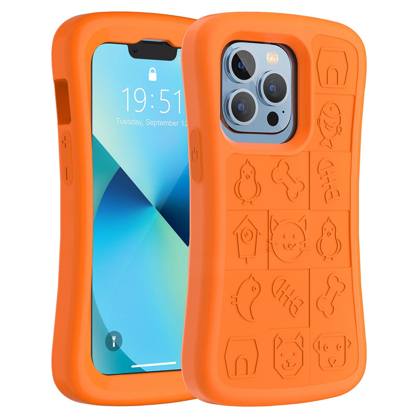 SUPFINE Shockproof Phone Case for iPhone 15/15 Pro/14/14 Pro/13/13 Pro/12/12 Pro, [EVA Foam Material][10 FT Military Grade Drop Protection] Non - Slip Drop - Proof Protective Cover - 6.1 inch Orange - 7DAY'S