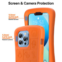 SUPFINE Shockproof Phone Case for iPhone 15/15 Pro/14/14 Pro/13/13 Pro/12/12 Pro, [EVA Foam Material][10 FT Military Grade Drop Protection] Non - Slip Drop - Proof Protective Cover - 6.1 inch Orange - 7DAY'S