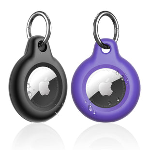 SUPFINE Waterproof Airtag Holder,2 Pack Air tag Keychain,Hard PC+TPU Full Body Protective Case with Loop Key Ring for Apple Tags,IPX8 Cover for Wallet,Luggage,Cat,Dog,Pets,for Item Finder(Black)
