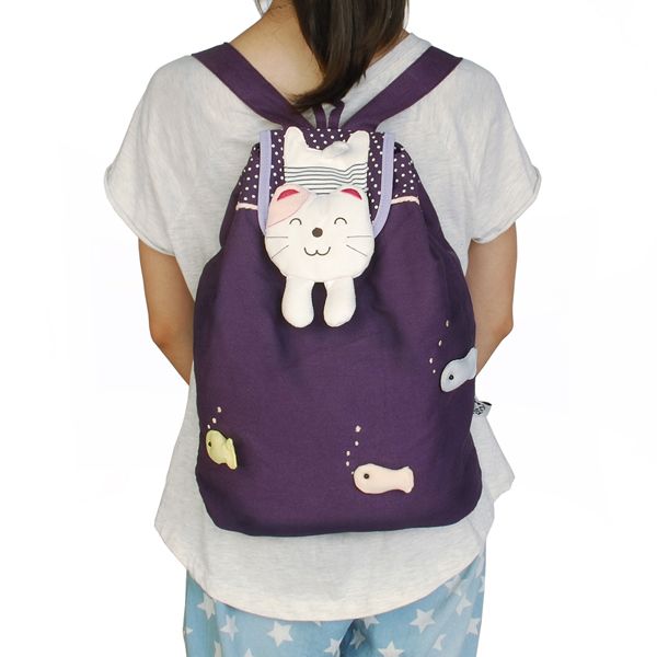 [Swimming Fish] Fabric Art School Backpack Outdoor Daypack - 7DAY'S