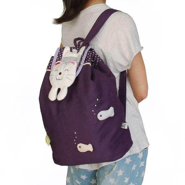 [Swimming Fish] Fabric Art School Backpack Outdoor Daypack - 7DAY'S