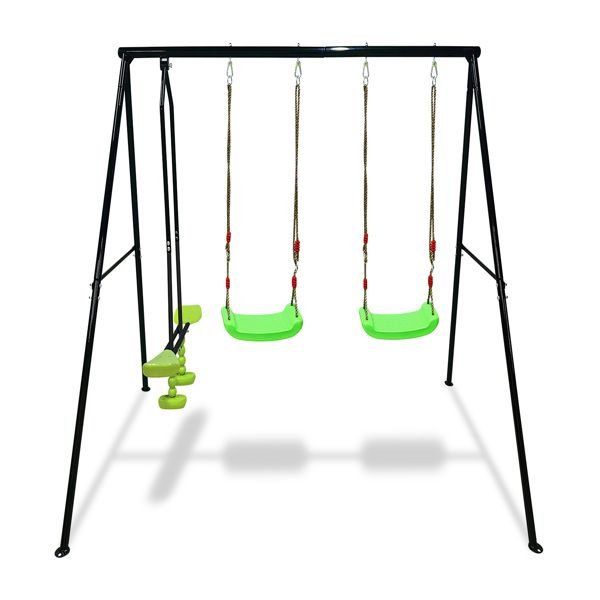 Swing Sets for Backyard 550LBS 3 Seat, Swingset Outdoor for Kids, Swing Set with Glider, 2 Blet Swings - 7DAY'S