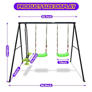 Swing Sets for Backyard 550LBS 3 Seat, Swingset Outdoor for Kids, Swing Set with Glider, 2 Blet Swings - 7DAY'S