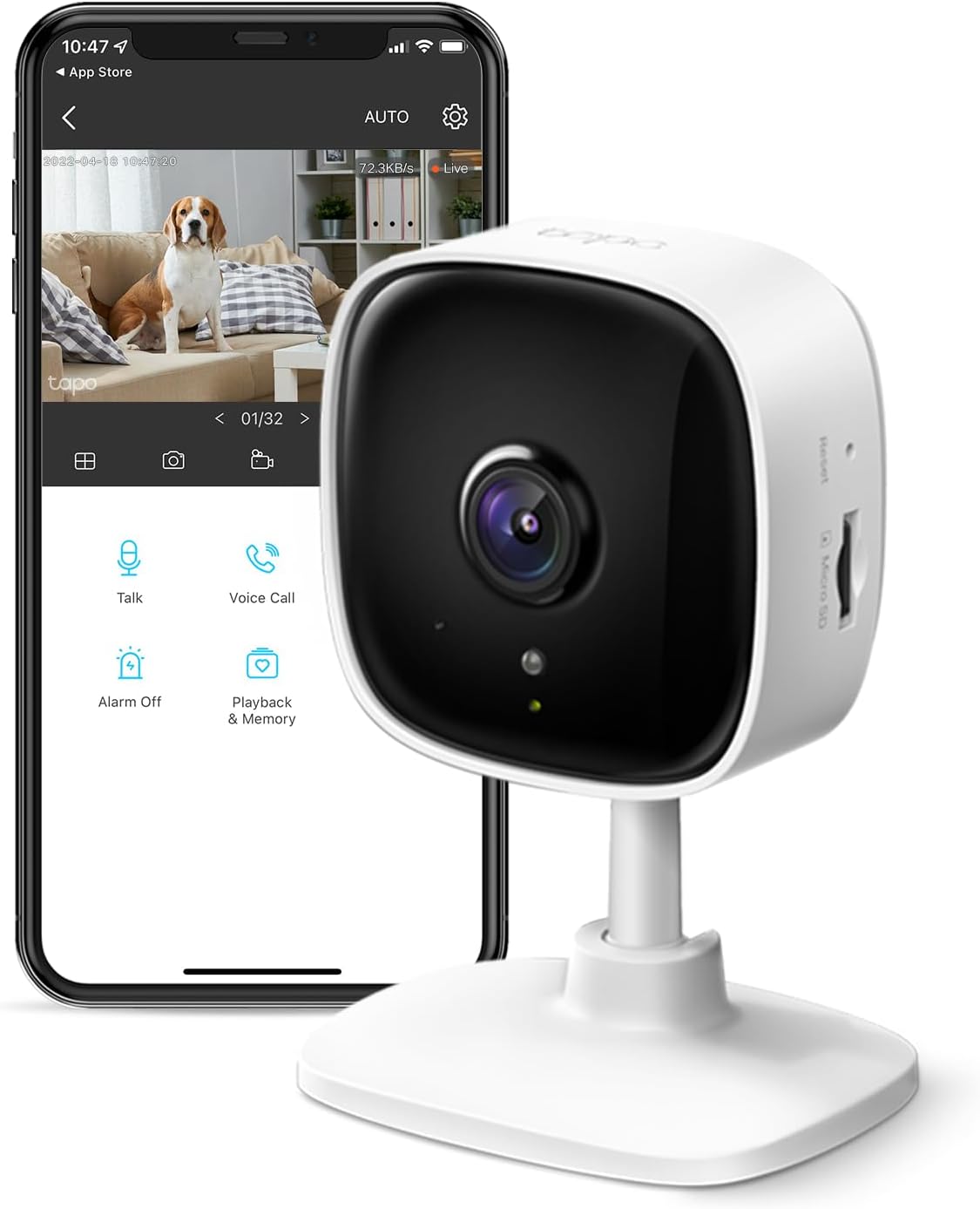 Tapo TP - Link 1080P Indoor Security Camera for Baby Monitor, Dog Camera w/Motion Detection, 2 - Way Audio Siren, Night Vision, Cloud & SD Card Storage, Works w/Alexa & Google Home C100 - 7DAY'S