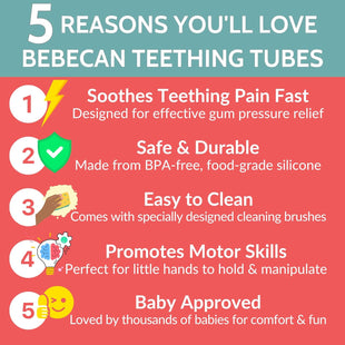 Teething Sticks for Babies 0 - 36 Months - Super Soft Silicone Teethers in 6 Vibrant Colors, Infant Teething Relief, Multicolored Teething Tubes Baby Gift Teethers - 7DAY'S