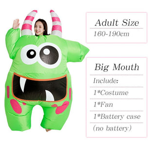 Thanksgiving ET-Aliens Big Mouth Green Monster Inflatable costume Cosplay Funny Blow Up Suit Party Fancy Dress Halloween Costume for Adult Kids