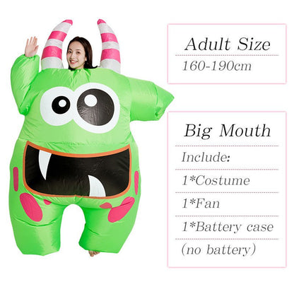 Thanksgiving ET - Aliens Big Mouth Green Monster Inflatable costume Cosplay Funny Blow Up Suit Party Fancy Dress Halloween Costume for Adult Kids - 7DAY'S