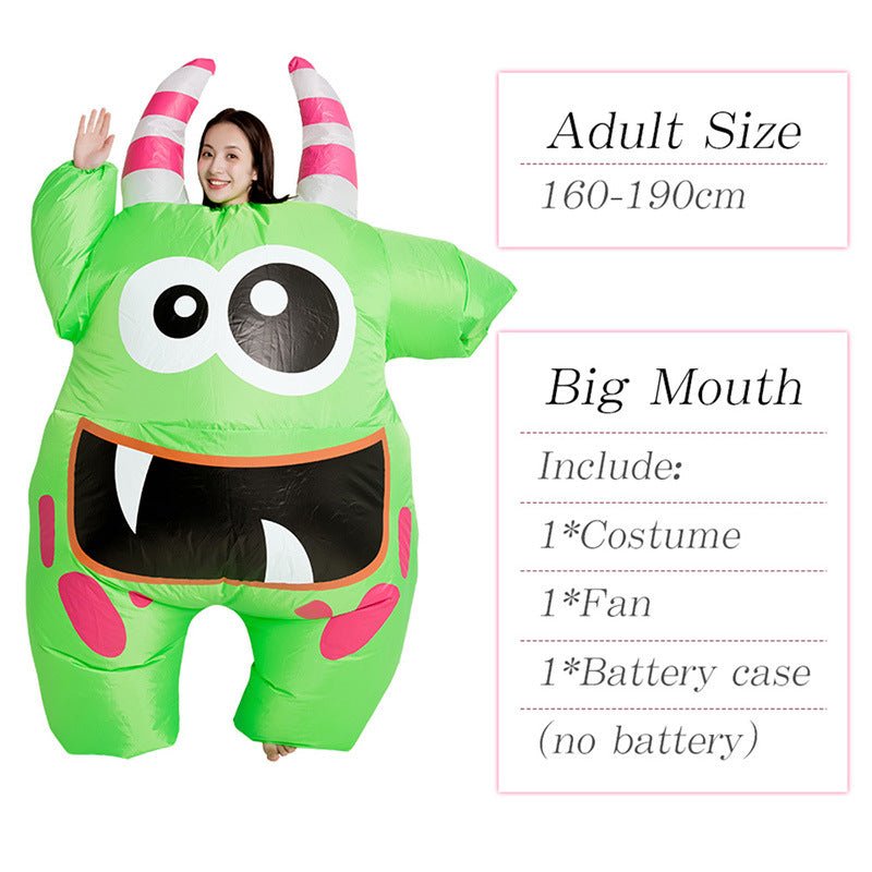 Thanksgiving ET - Aliens Big Mouth Green Monster Inflatable costume Cosplay Funny Blow Up Suit Party Fancy Dress Halloween Costume for Adult Kids - 7DAY'S