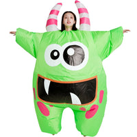 Thanksgiving ET - Aliens Big Mouth Green Monster Inflatable costume Cosplay Funny Blow Up Suit Party Fancy Dress Halloween Costume for Adult Kids - 7DAY'S