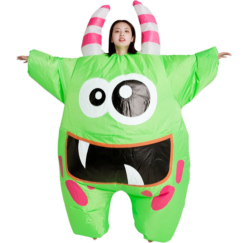 Thanksgiving ET - Aliens Big Mouth Green Monster Inflatable costume Cosplay Funny Blow Up Suit Party Fancy Dress Halloween Costume for Adult Kids - 7DAY'S