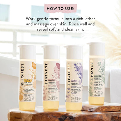 The Honest Company 2 - in - 1 Cleansing Shampoo + Body Wash for Sensitive Skin | Gentle for Baby | Naturally Derived, Tear - free, Hypoallergenic | Fragrance Free, 10 fl oz - 7DAY'S