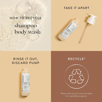 The Honest Company 2 - in - 1 Cleansing Shampoo + Body Wash for Sensitive Skin | Gentle for Baby | Naturally Derived, Tear - free, Hypoallergenic | Fragrance Free, 10 fl oz - 7DAY'S