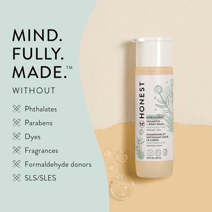 The Honest Company 2 - in - 1 Cleansing Shampoo + Body Wash for Sensitive Skin | Gentle for Baby | Naturally Derived, Tear - free, Hypoallergenic | Fragrance Free, 10 fl oz - 7DAY'S